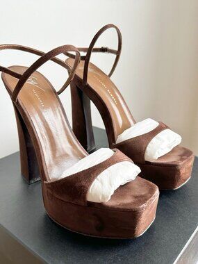 GIUSEPPE ZANOTTI PLATFORM SANDAL BROWN SUEDE